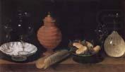 Juan van der Hamen y Leon Style life with glasses of ceramics and Geback china oil painting image
